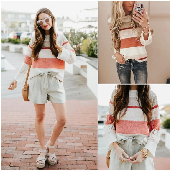 Loft striped stitched sleeve sweater knit - Picture 9 of 9